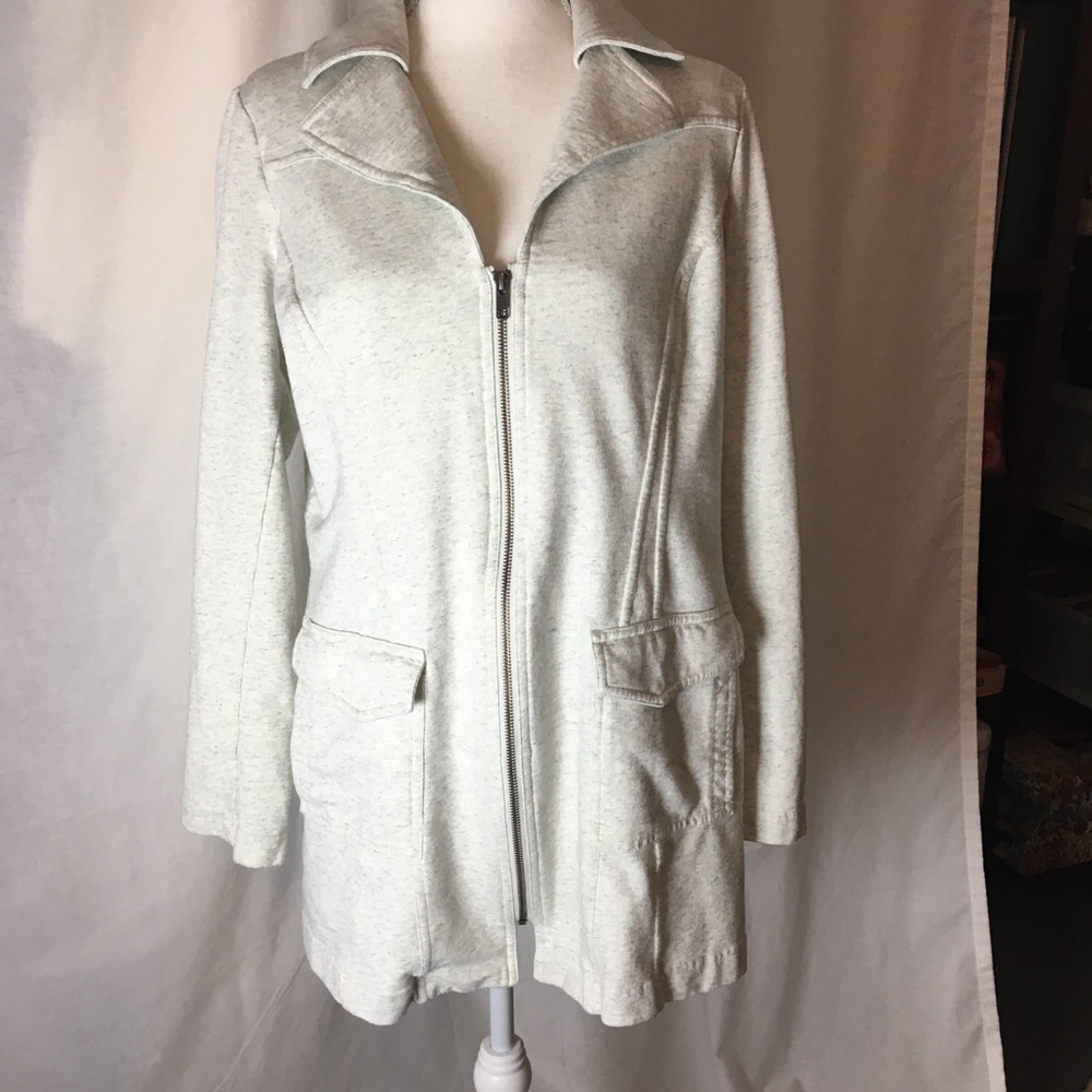 CAbi long gray heathered long jacket